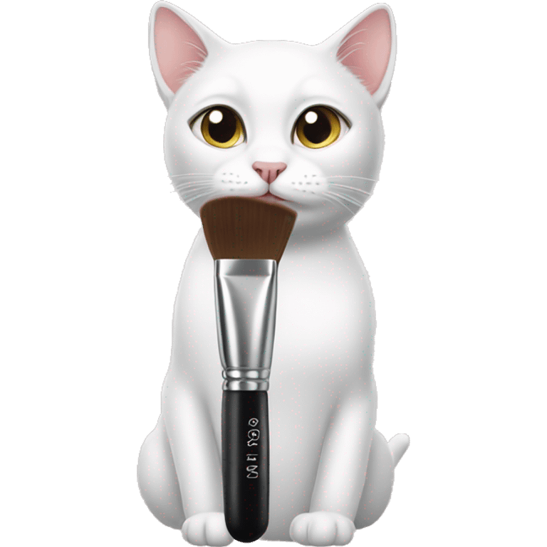 White cat doing her makeup emoji