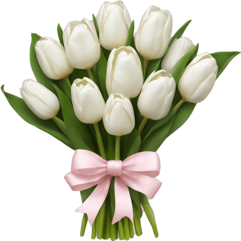 White tulips bouquet with light pink bow  emoji