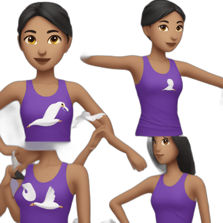 Girl Runner in purple top with swan logo emoji