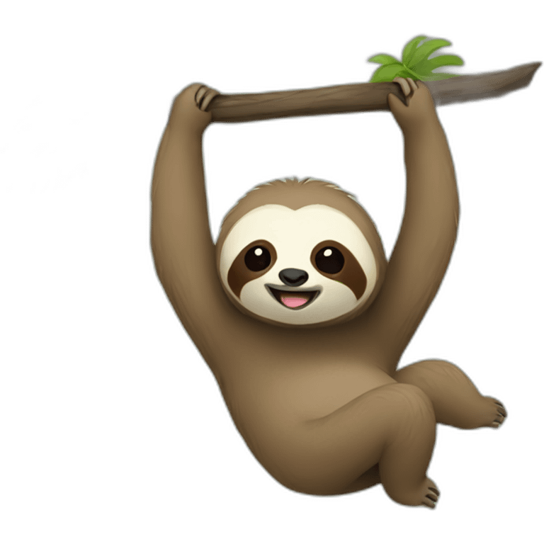 Sloth hanging of a tree emoji