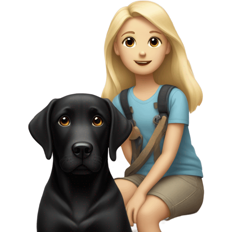 Black Labrador retriever with blonde haired girl  emoji