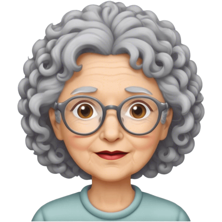 very old woman with curly hair and glasses emoji