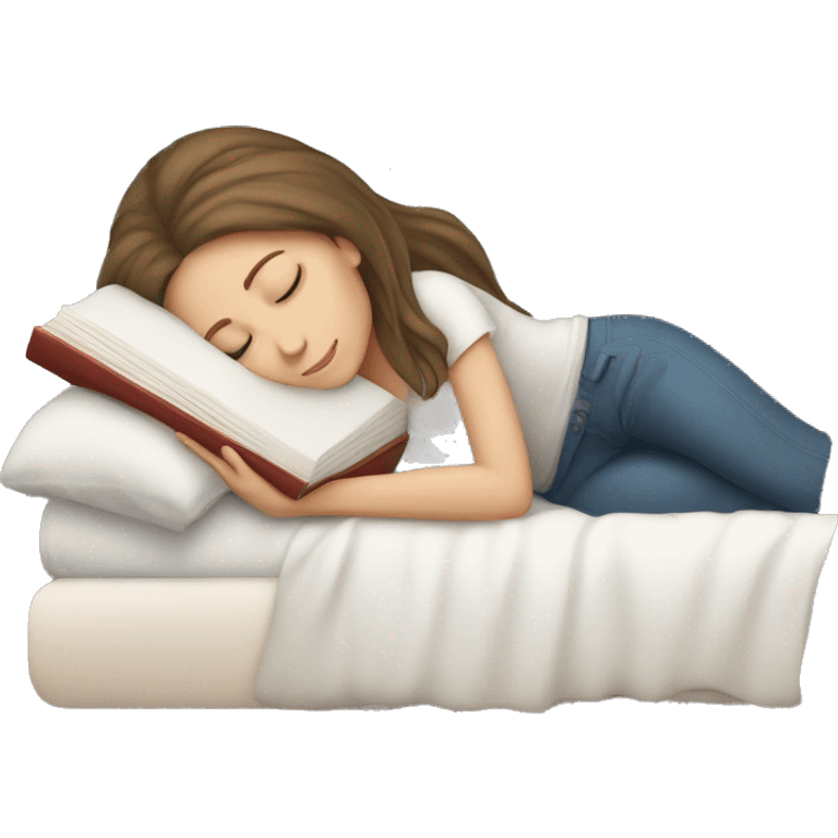 White Girl Sleeping with book as pillow  emoji