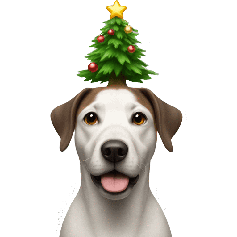 Dog with christmas tree on head emoji