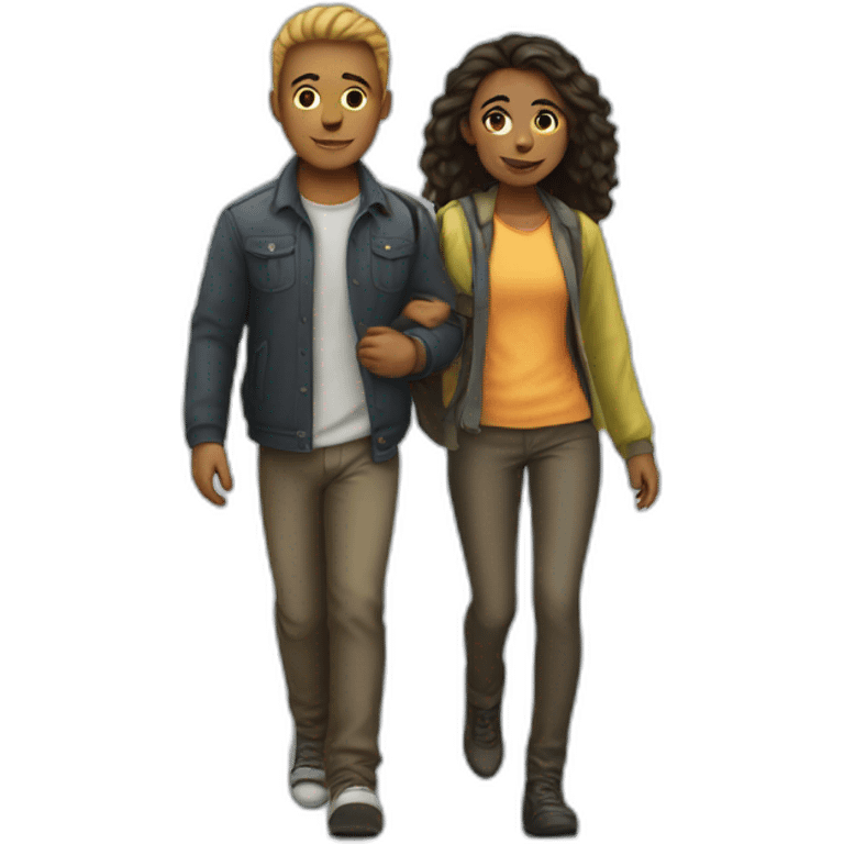 Straight girl and gay guy walking to work in sf emoji