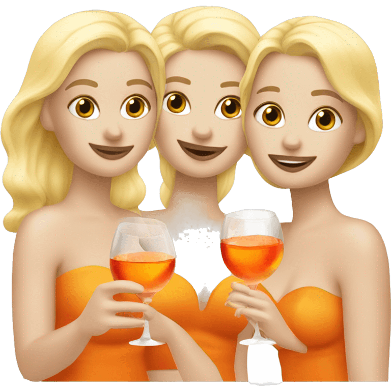 Three blond mermaids drinking aperol emoji