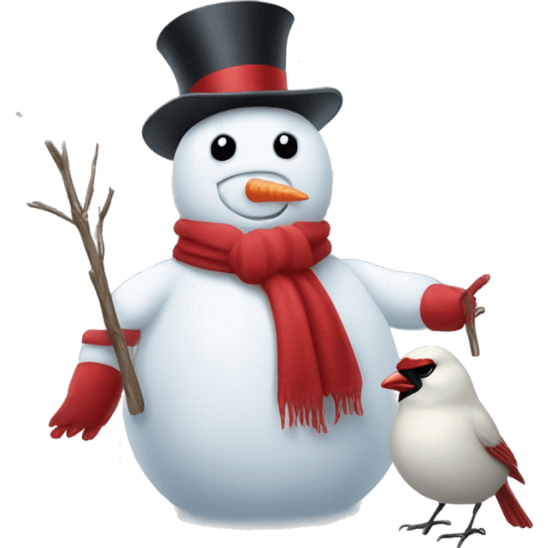 Snowman and cardinal emoji