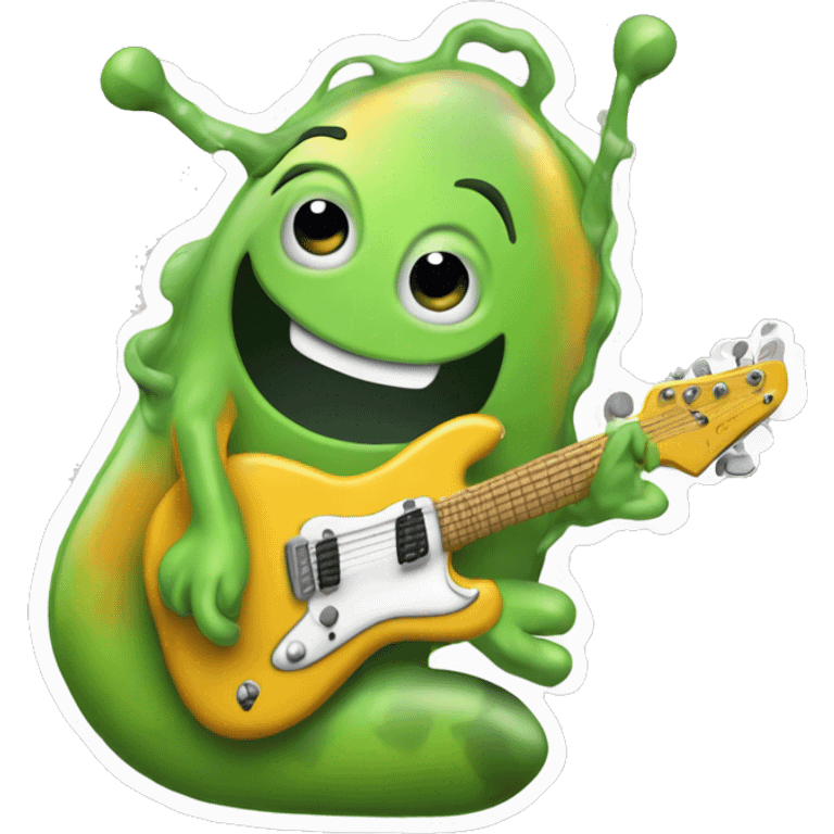 Happy slimy slug playing electric guitar emoji