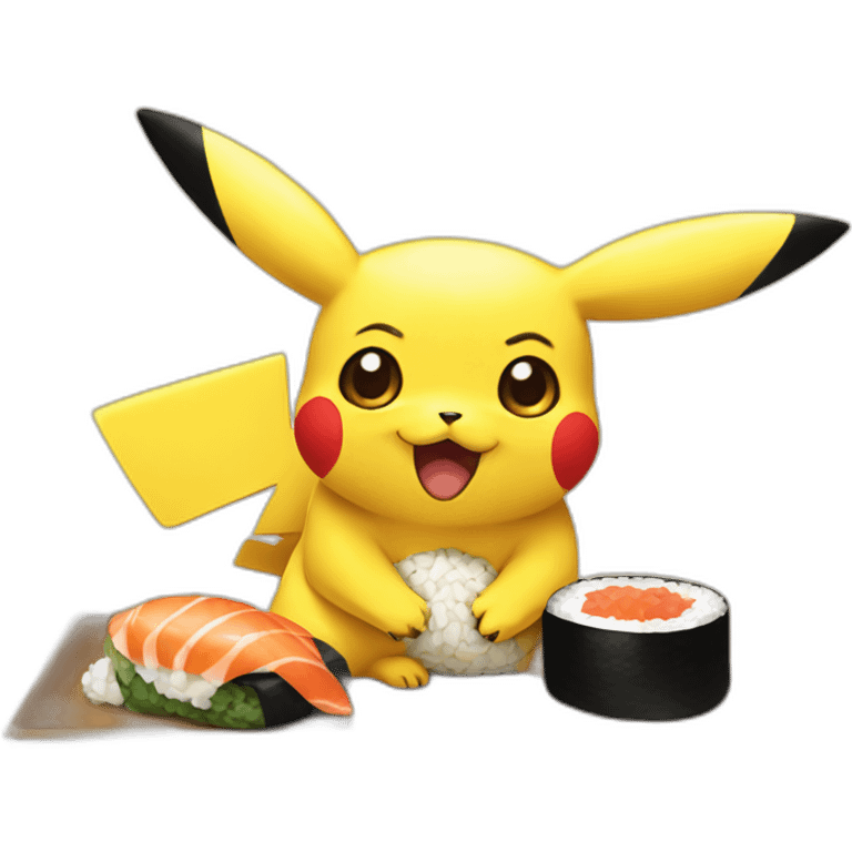 Pikachu eat a sushi  emoji