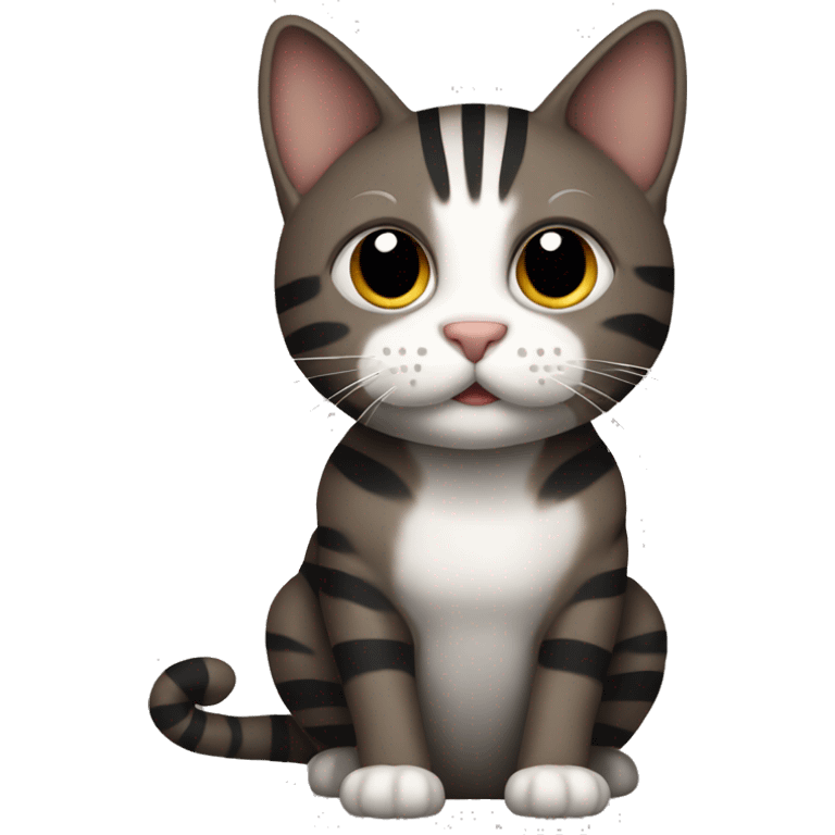 dark brown, black and grey striped cat emoji