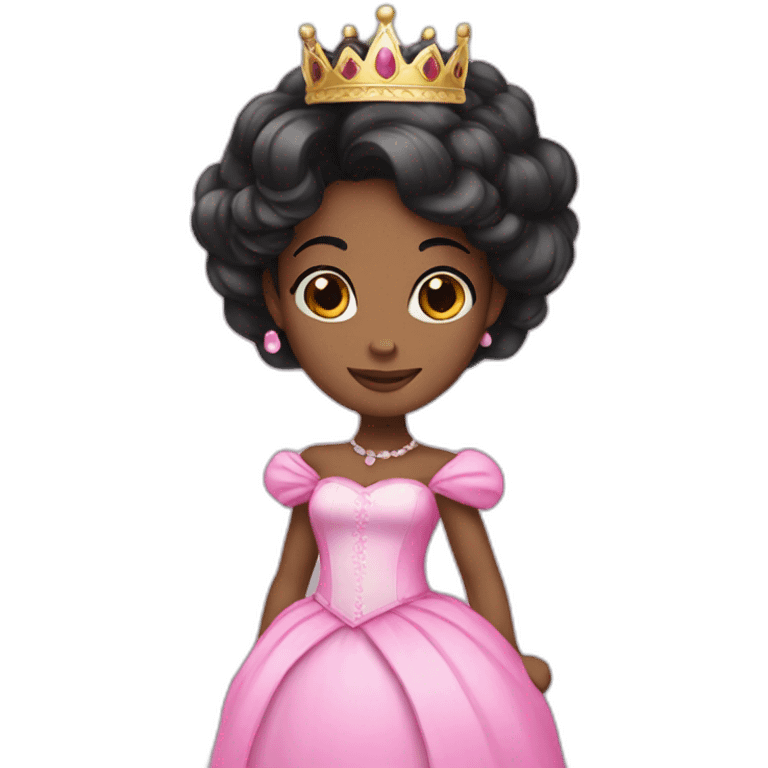 Black hair princess with pink crown and dress emoji