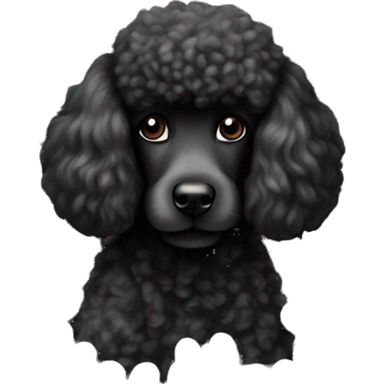 Black poodle surrounded by beans emoji