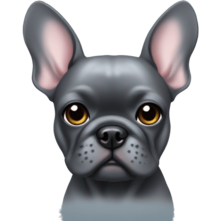 Dark grey frenchie cold emoji