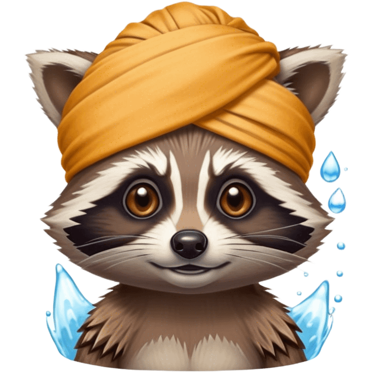 rocket racoon with a bath turban on his head emoji