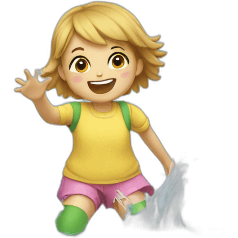 Little Girl splashing in water with wellingtons on emoji