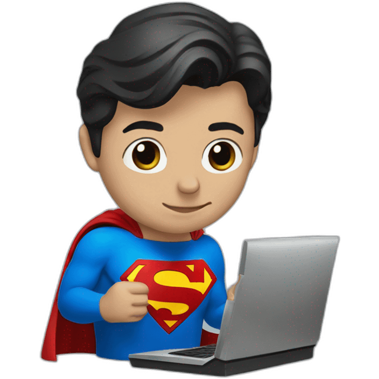 superman using a computer emoji