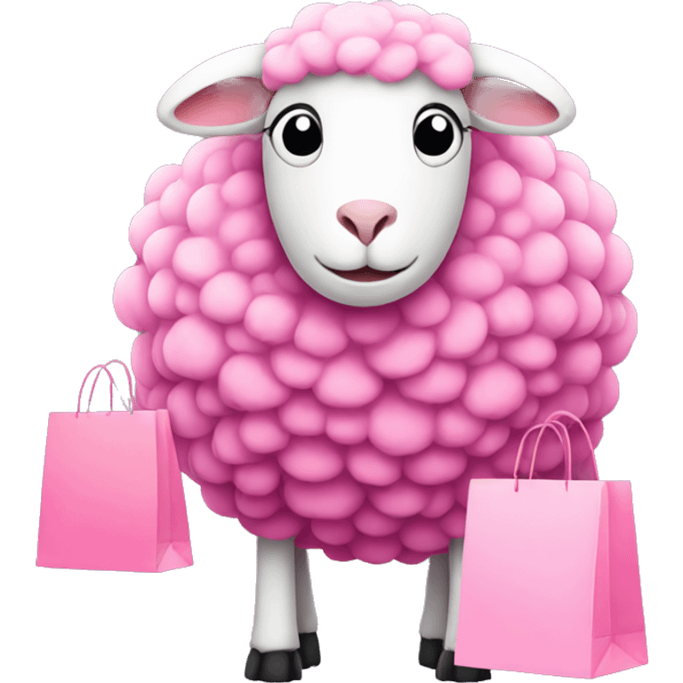 pink sheep with shopping bags  emoji