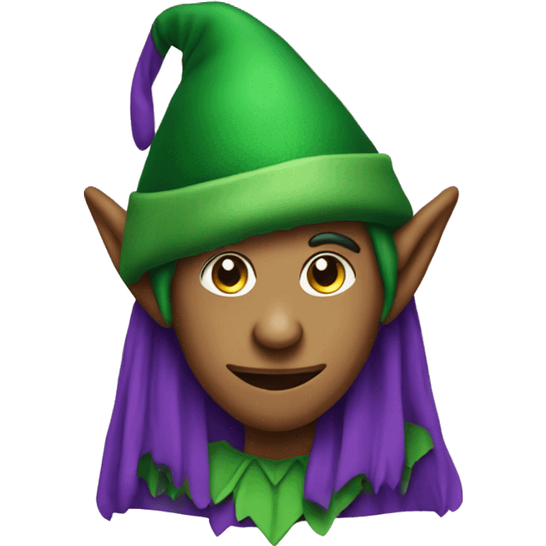 Green elf with purple hat emoji