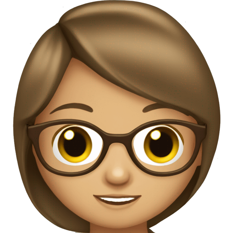 Niña con pelo largo castaño cn lentes emoji