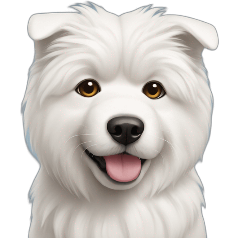 A Samoyed dog with a shih tzu dog emoji