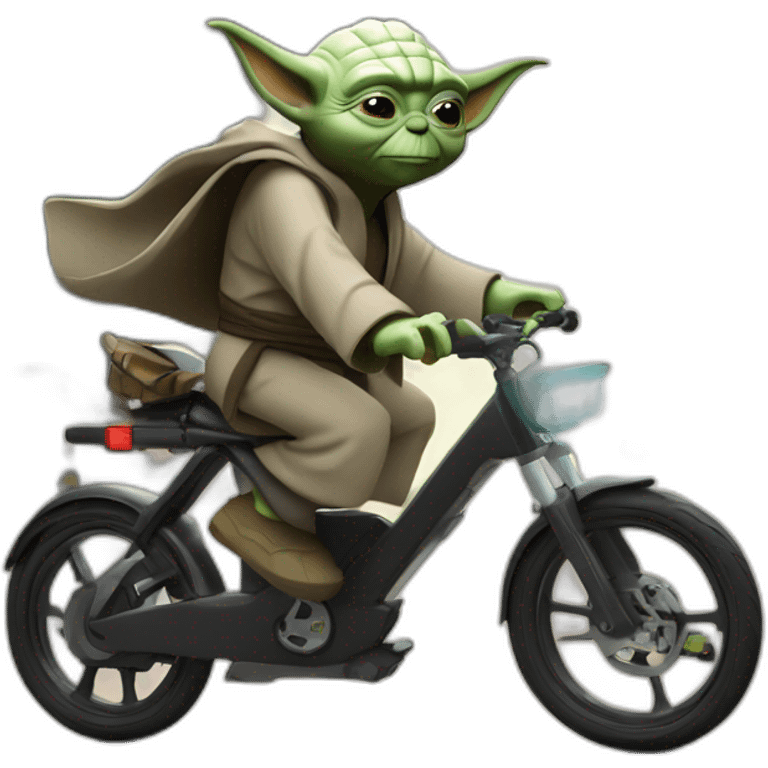 Yoda riding through city on ebike emoji