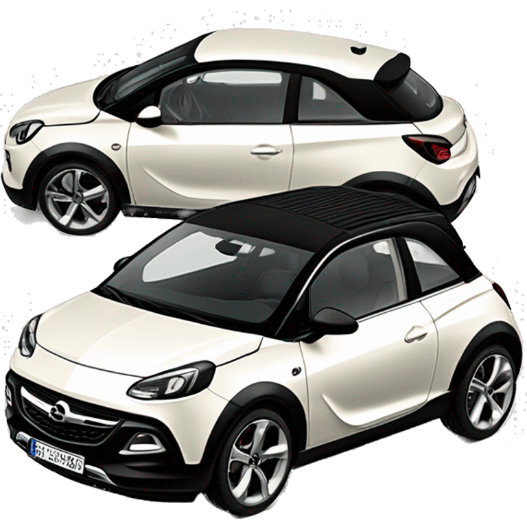 opel adam rocks in off white with black sliding sun roof, front view emoji