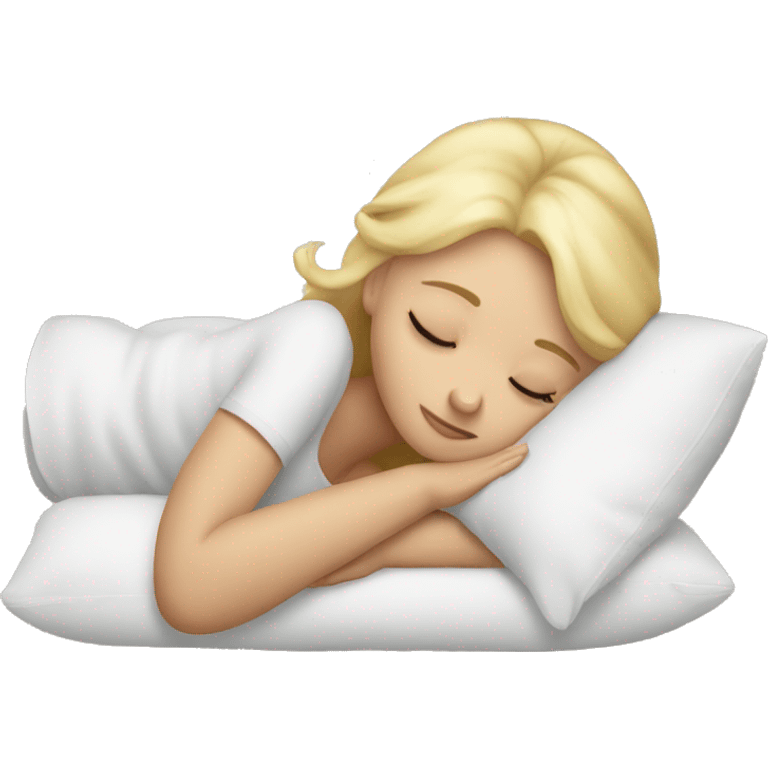 Blonde girl sleeping on a pillow emoji