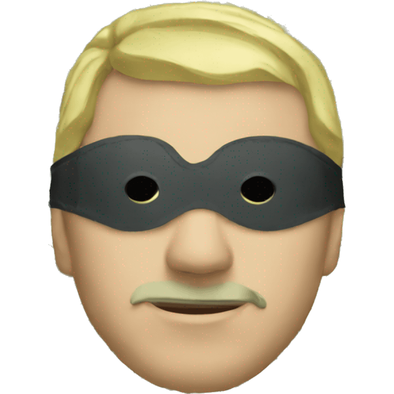 man wearing eye mask made of money emoji