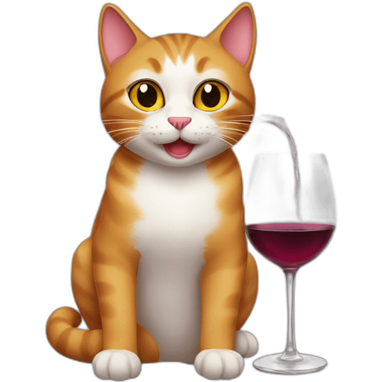 Cat drink wine emoji