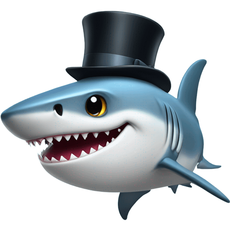 Shark with a top hat emoji