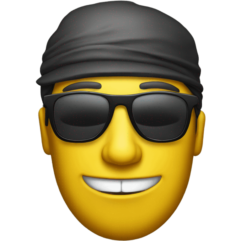 Yellow face man with sunglasses smirking to the left emoji