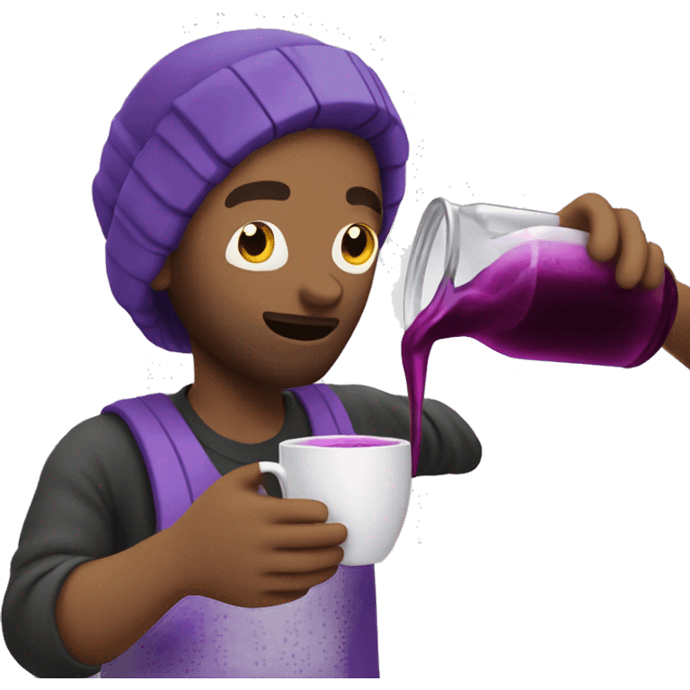 guy pouring purple liquid out a bottle in to a white cup emoji