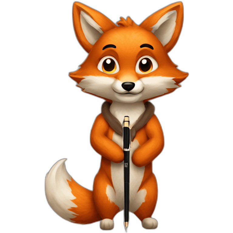 furry fox with pen emoji