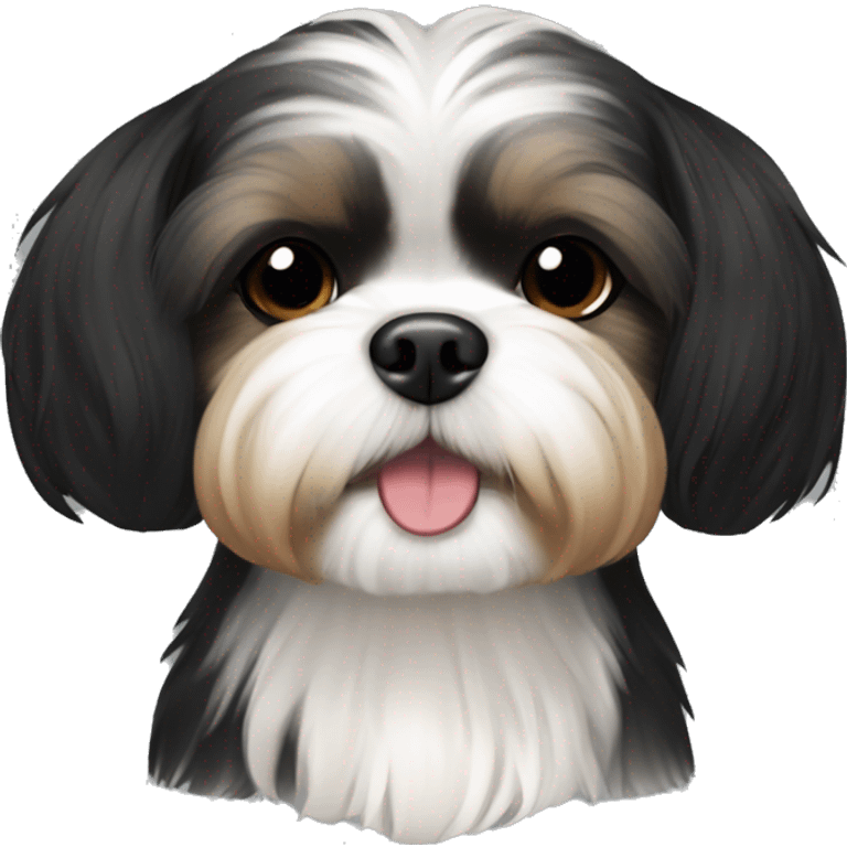 black and tan shih tzu maltese mix, black head fur, no white fur emoji