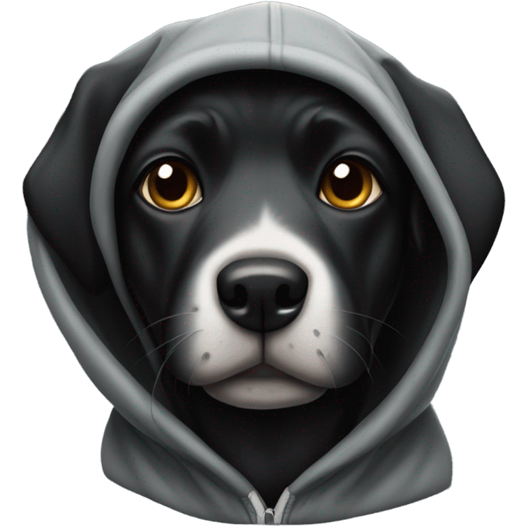 Black Dog wearing a hoodie emoji