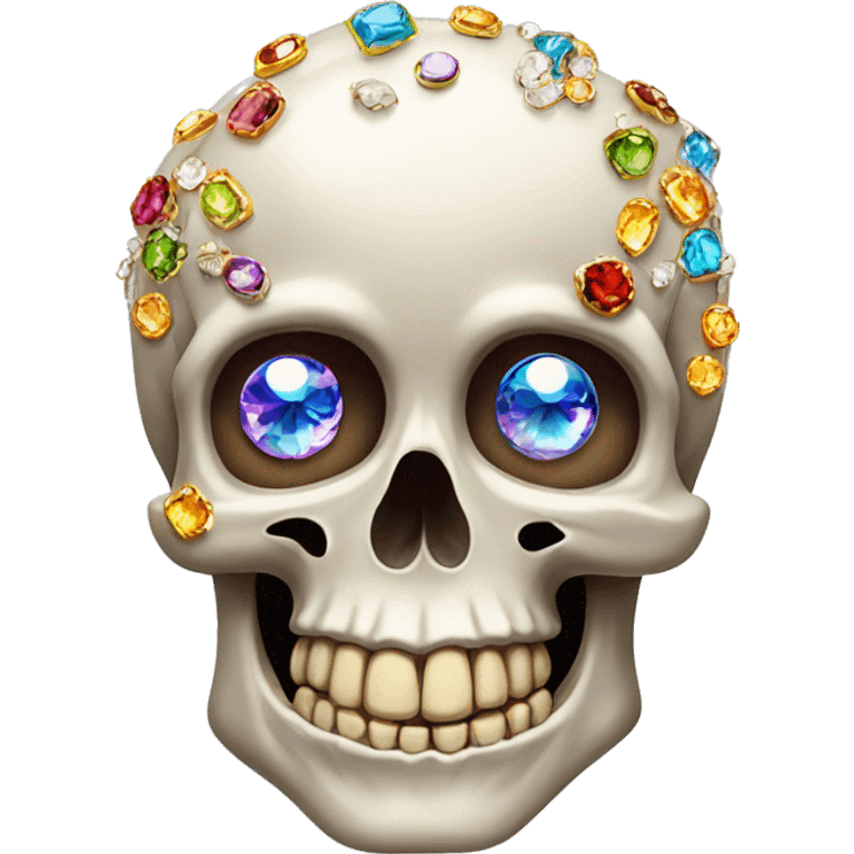 skull with a brain in it and gems as eyes  emoji