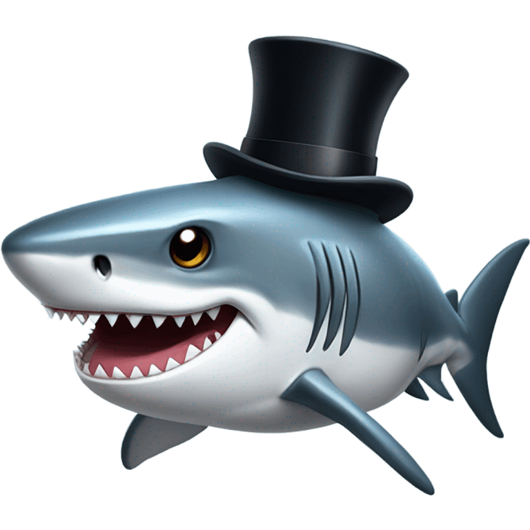 Shark with a top hat emoji