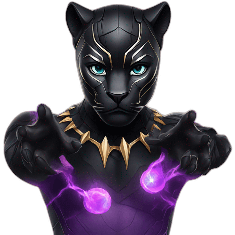 black panther with magic emoji