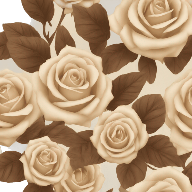 Beige and Brown roses Bouquet  emoji