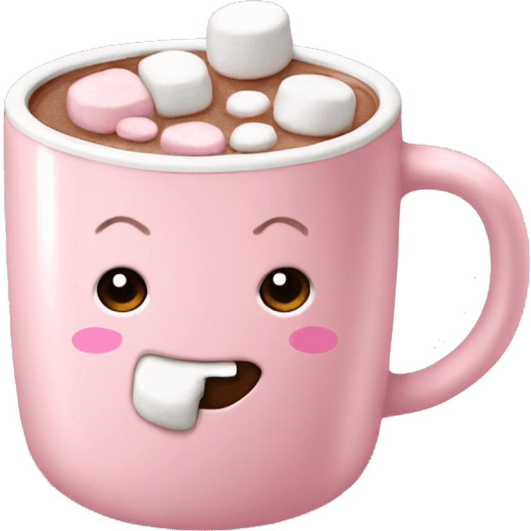 Light Pink mug of hot chocolate with marshmallows  emoji