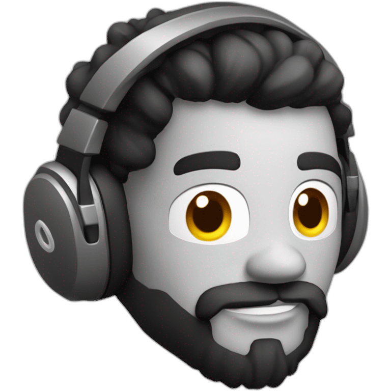 Gamer bouclé avec un casque emoji