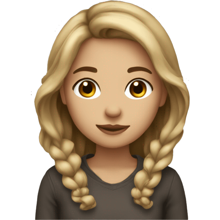 Cute cozy girl dark blonde hair  emoji