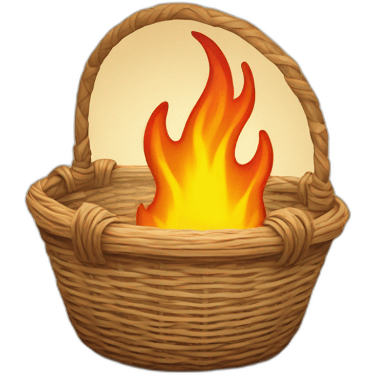 handbasket with fire coming out the top emoji