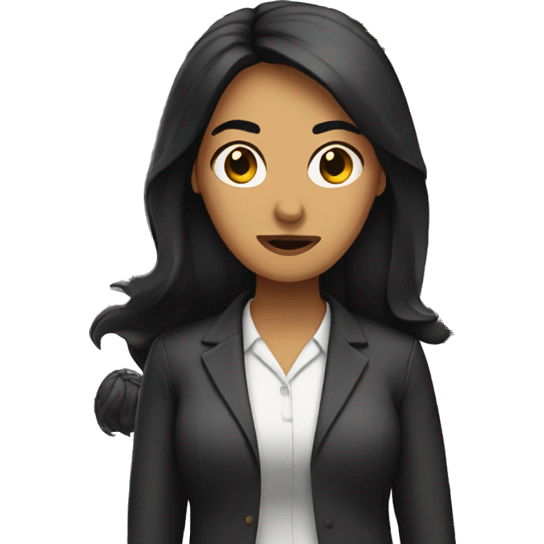 Latina teacher stressed out with long black hair  emoji