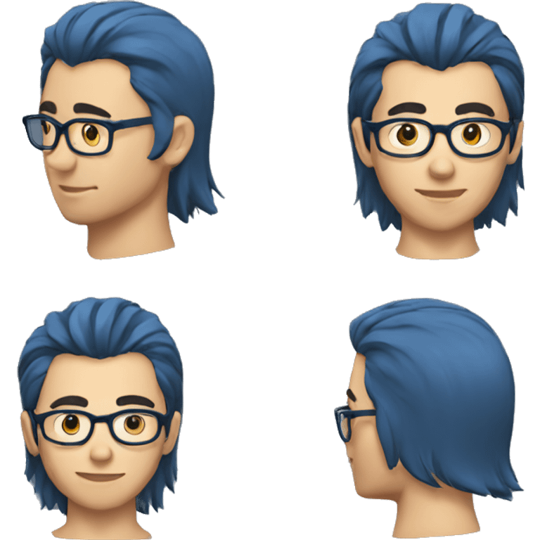 30 year old man with glasses and blue shoulder length hair  emoji