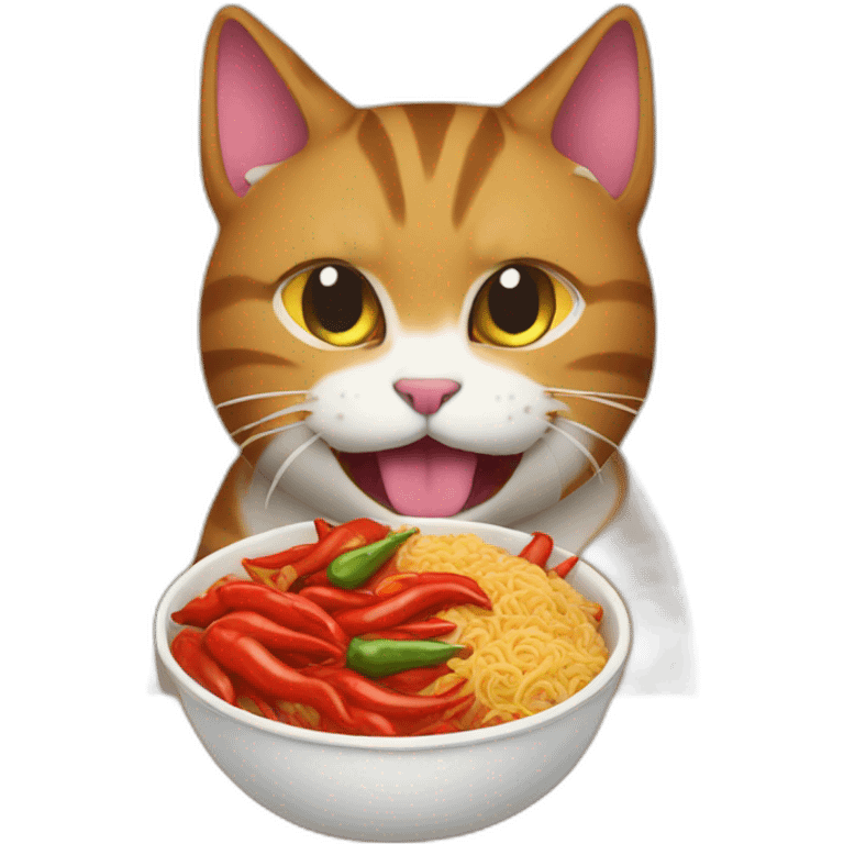 Cat eating spicy food emoji