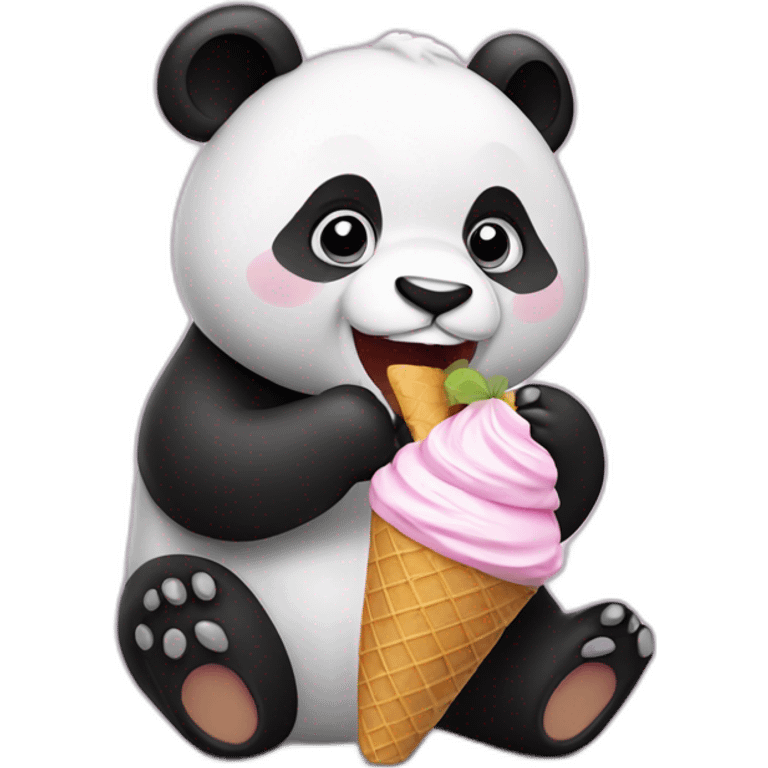 Panda eating ice cream emoji