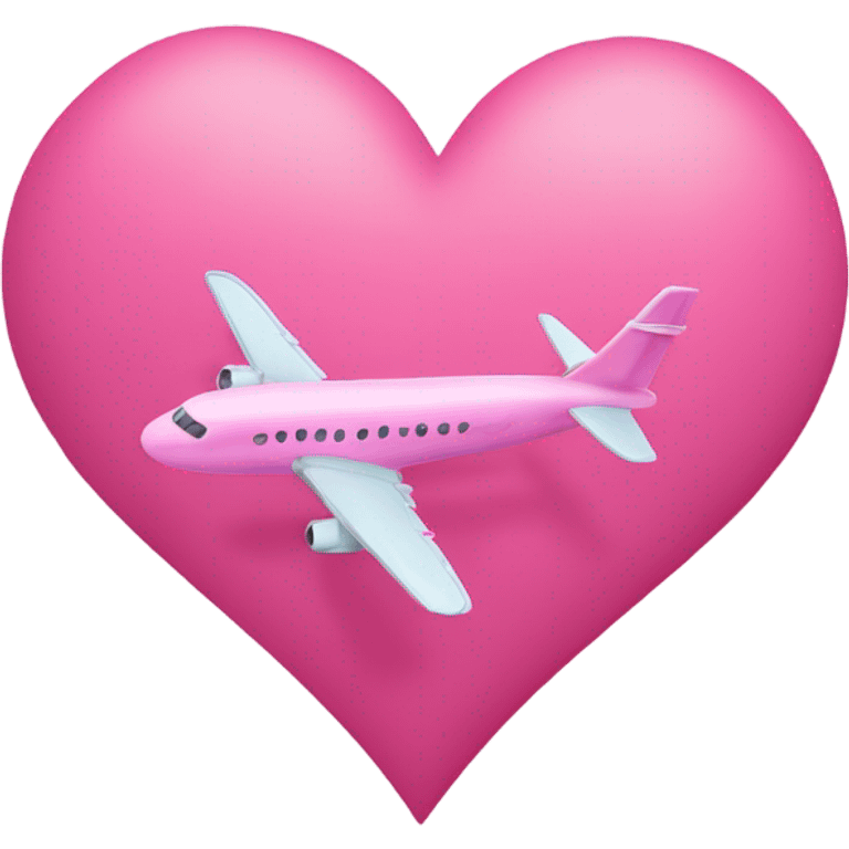 Pink plane drawing heart trail in sky emoji