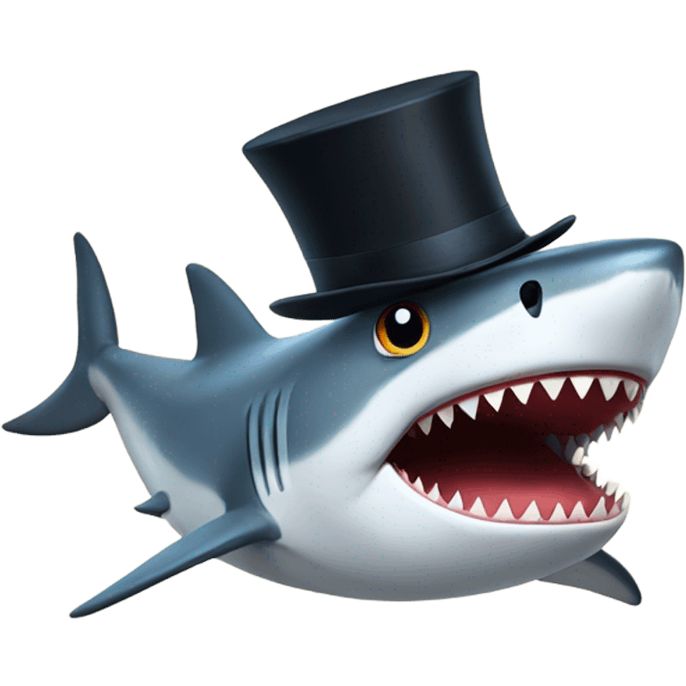 Shark with a top hat emoji