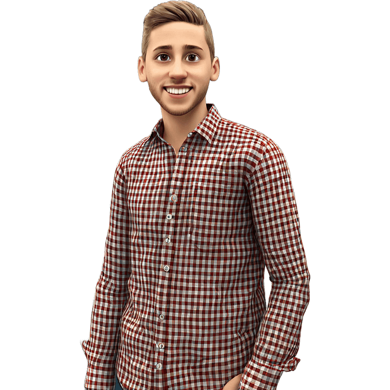 smiling boy in plaid shirt emoji